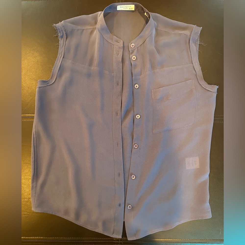 Equipment Sheer Sleeveless Blouse in Periwinkle